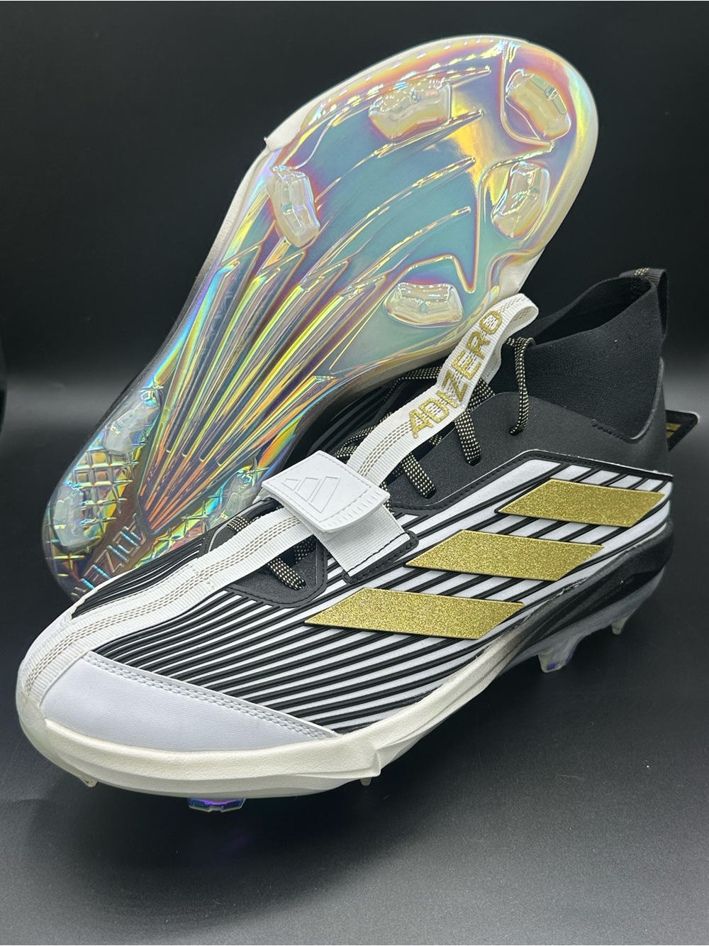 adidas Adizero Edge+ Cleats 'Core Black/Gold Metallic JQ7464 Men’s Size 13 New